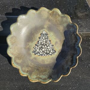 Handcrafted Ceramic Bowl with Christmas Tree Design